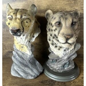 Two Southwestern Reflections Collection Cheetah Head Bust Display Desk Figurine